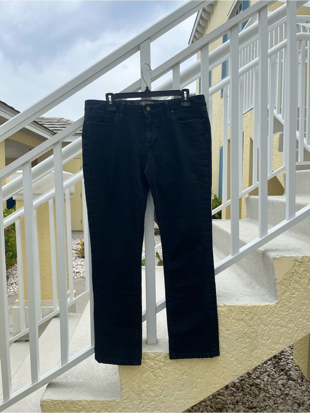 PAIGE Women's Straight Leg Jeans—very dark blue (almost black) size 32 shortened